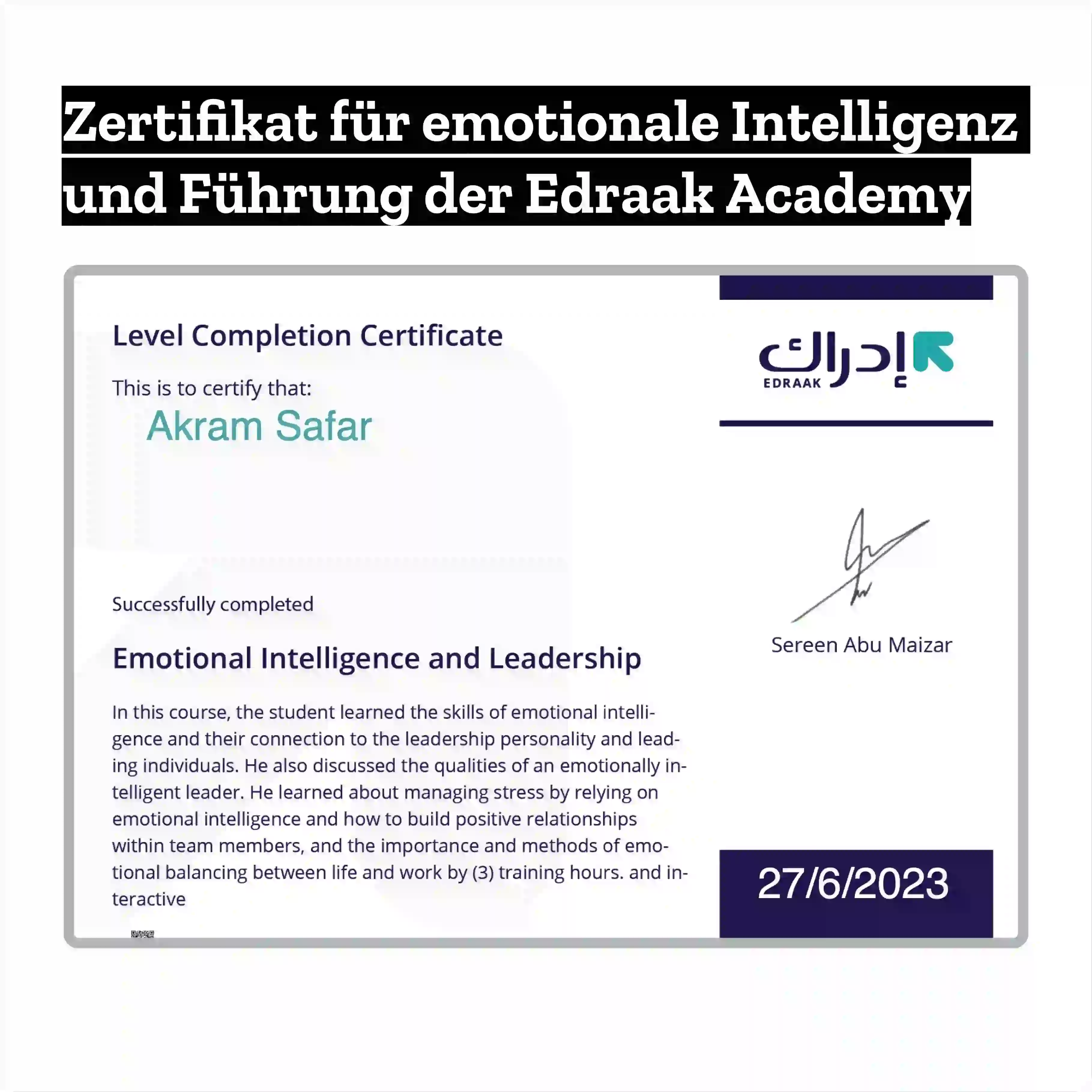 Zertifikat für emotionale Intelligenz - Kommunikation und Psychologie im Marketing